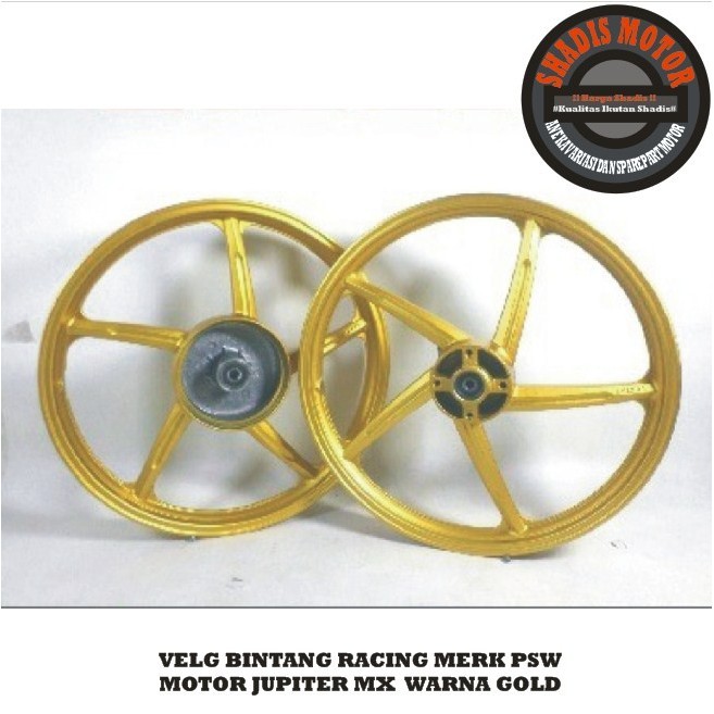 Velg Bintang Motor Merk PSW Ukuran 140/160 Ring 17 Motor Jupiter MX Warna Gold Velg Palang Motor Dep