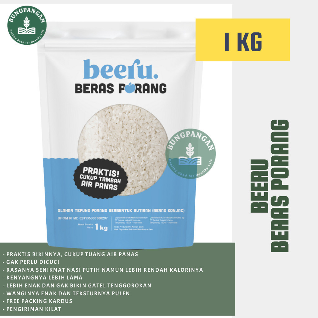 

Beeru Beras Porang Pouch 1 Kg - Shirataki Konjac Rice