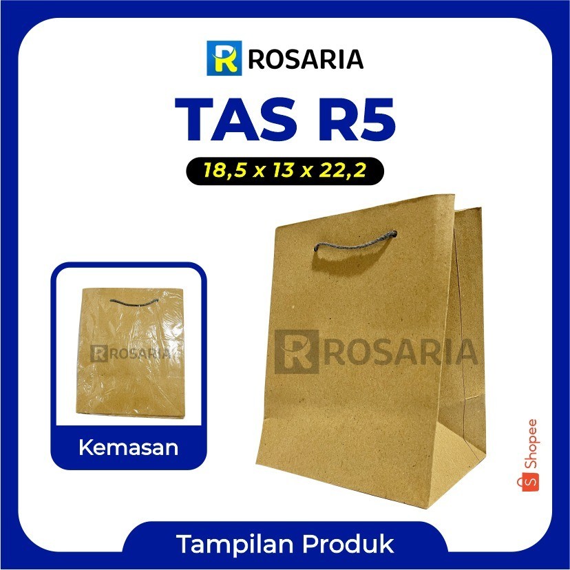 

TAS KERTAS R5 BB 18,5x13x22,2 COKLAT Merk AREMA PaperBag Polos Kraft Souvenir Hajatan Kado Hampers Lusinan
