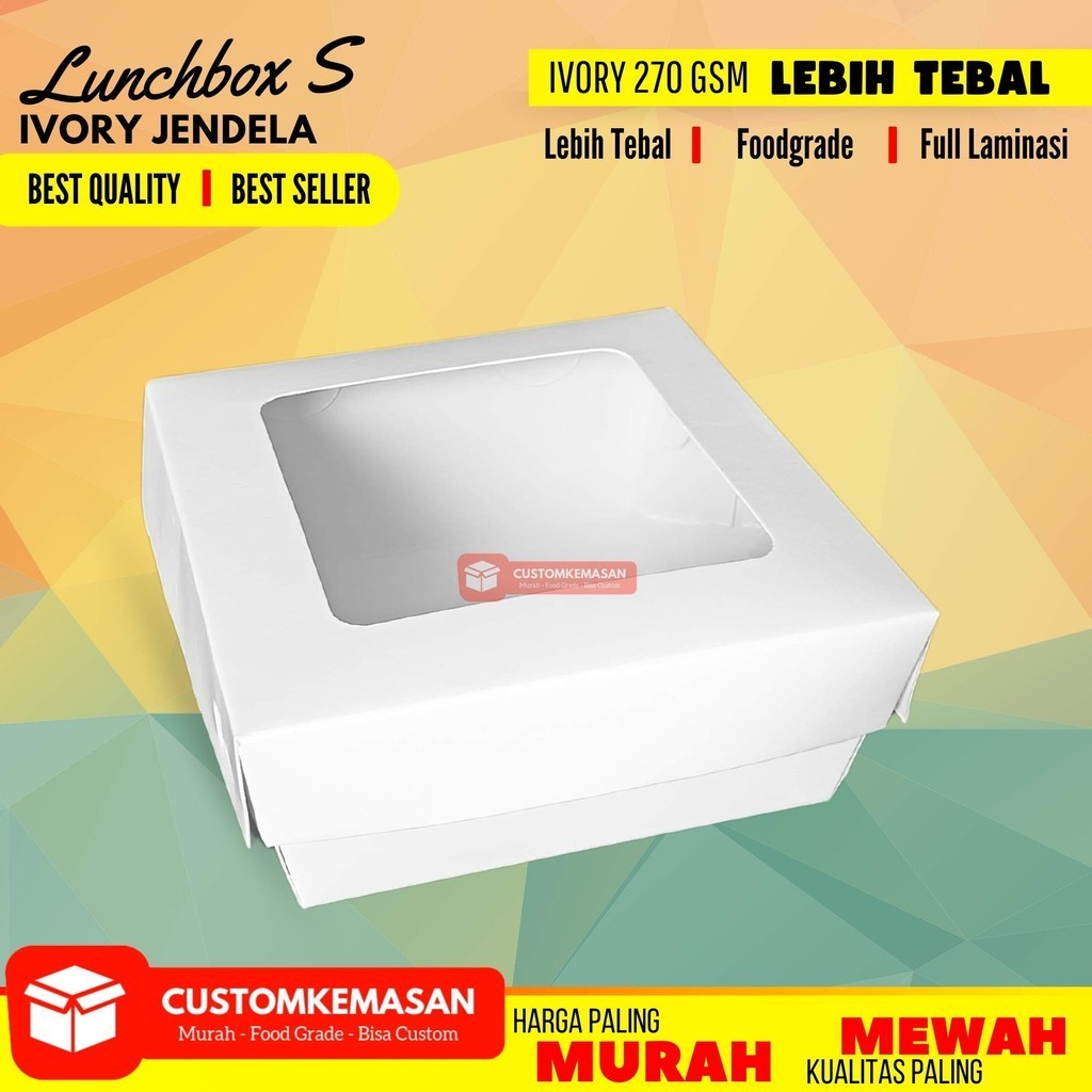 Lunch box S Jendela Ivory / Lunch Box Paper / Paper Lunch Box / Box Ayam / Box Dimsum / Kemasan Dims