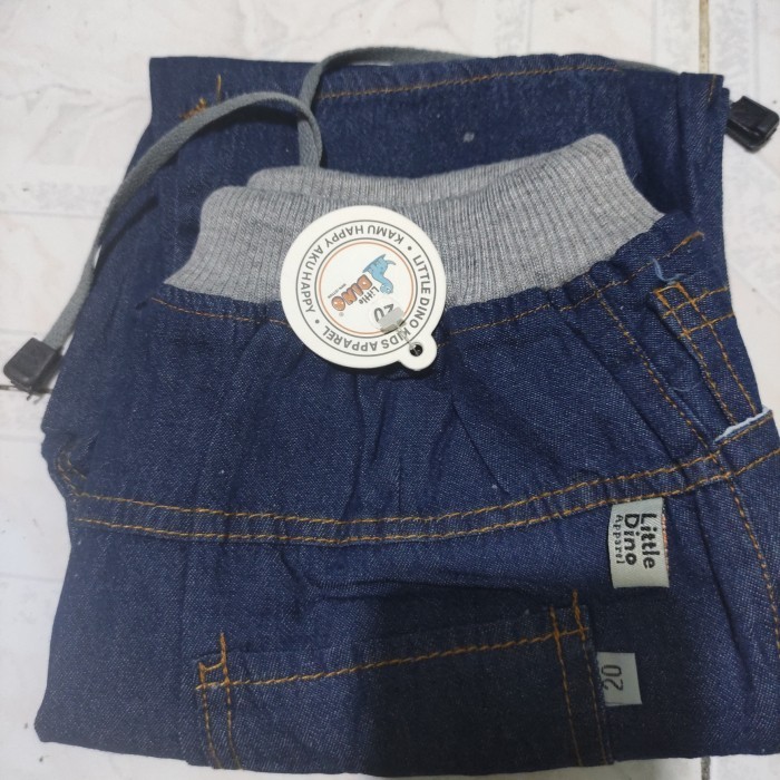 Terlaris ✨ -Celana Jeans Rip Anak Laki laki dan Perempuan Usia 6-13 th Little dino - Dark Blue, 14