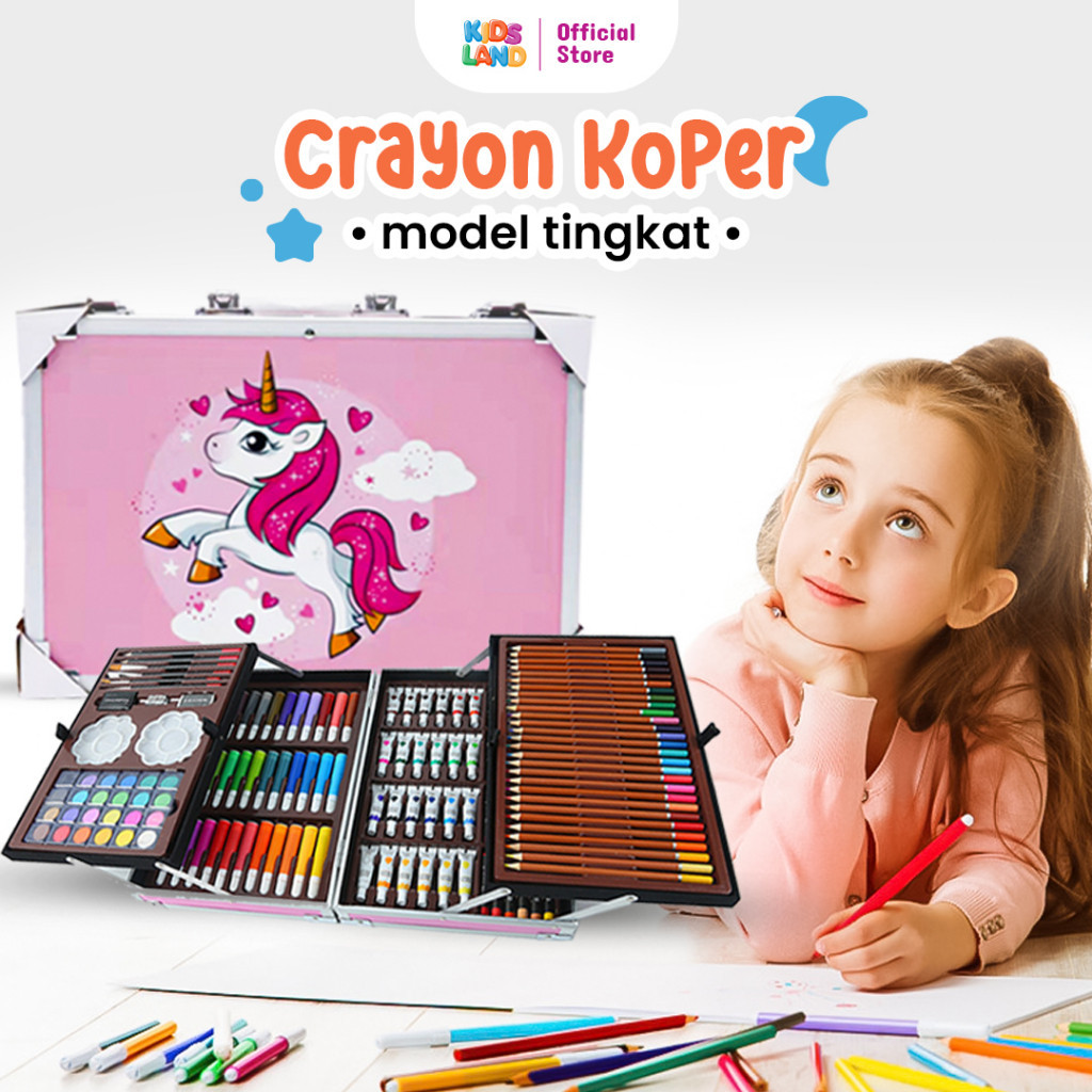 

[PROMO MURAH] KIDS LAND Krayon Koper Tingkat Set 145PCS Lengkap Paket Mewarnai Lengkap Crayon Anak Set