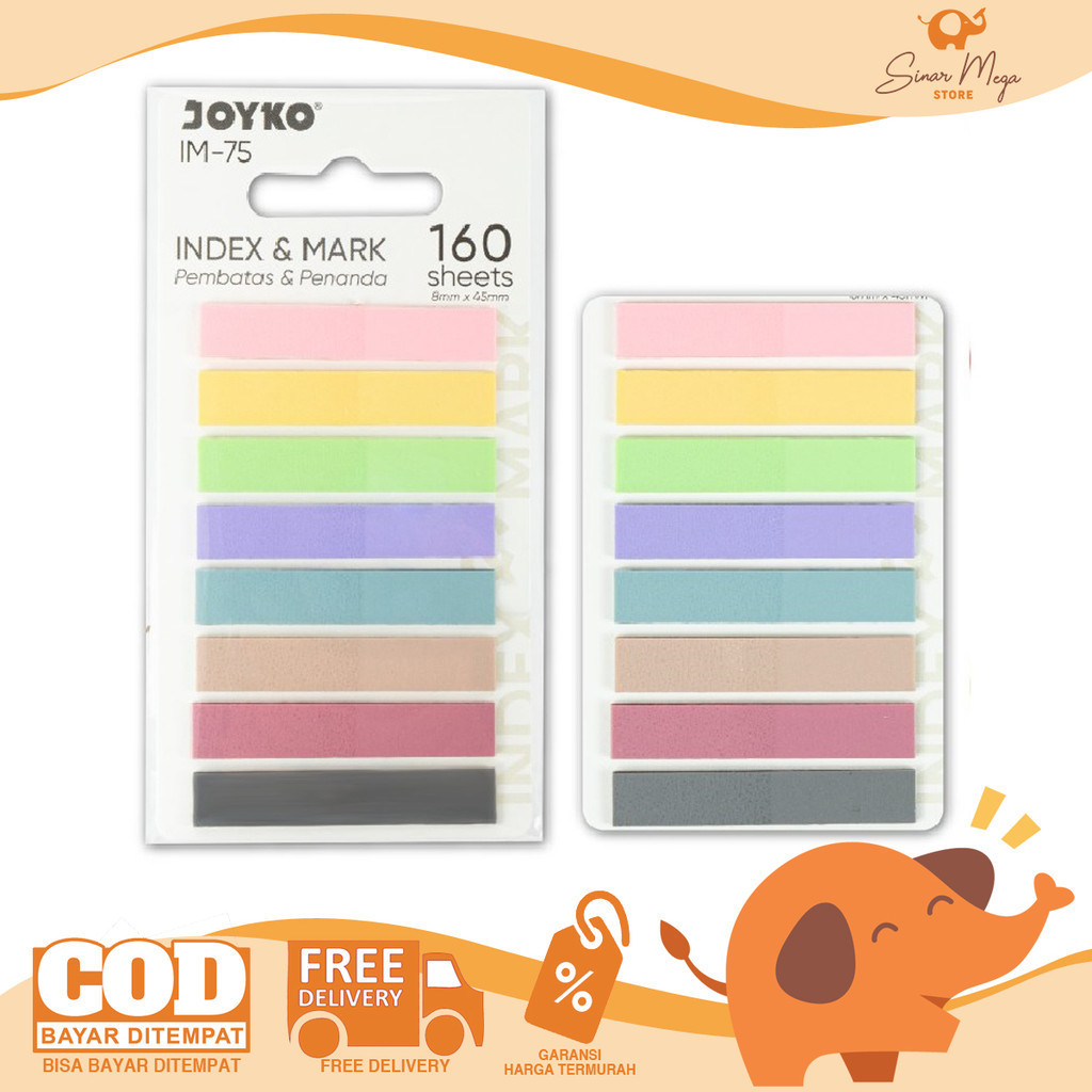

Joyko Index & Memo IM-75 Pengingat Notes Pembatas Plastik Pastel 8 Warna Murah