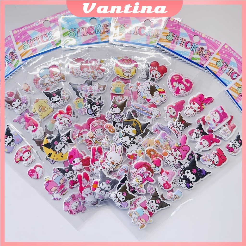 Stiker Timbul Sanrio 3D/ Stiker Karakter Saneio Lucu / Stiker Mainan Anak Tempel Perempuan Lucu