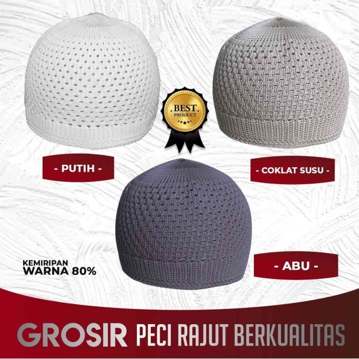 PROMO-Peci Rajut Tebal Haji Kopyah Kodian - Putih