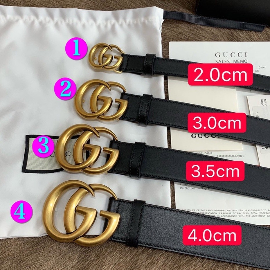Cetakan GG asli membuka 3 lapis kulit 100%, sabuk wanita GUCCI