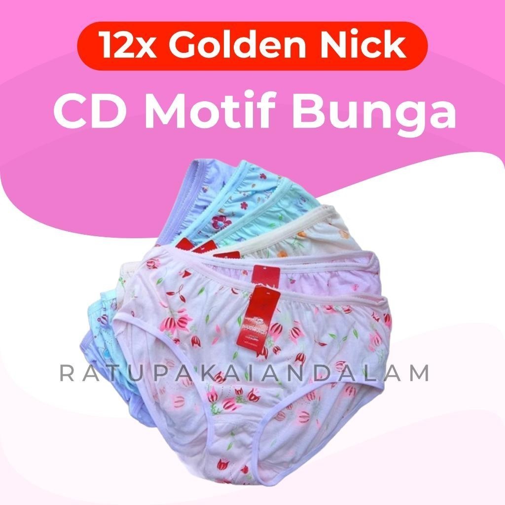 (1 LUSIN) CD WANITA GOLDEN NICK MOTIF BUNGA 937 - CD JUMBO XXL - CELANA DALAM WANITA - Ratupakaianda