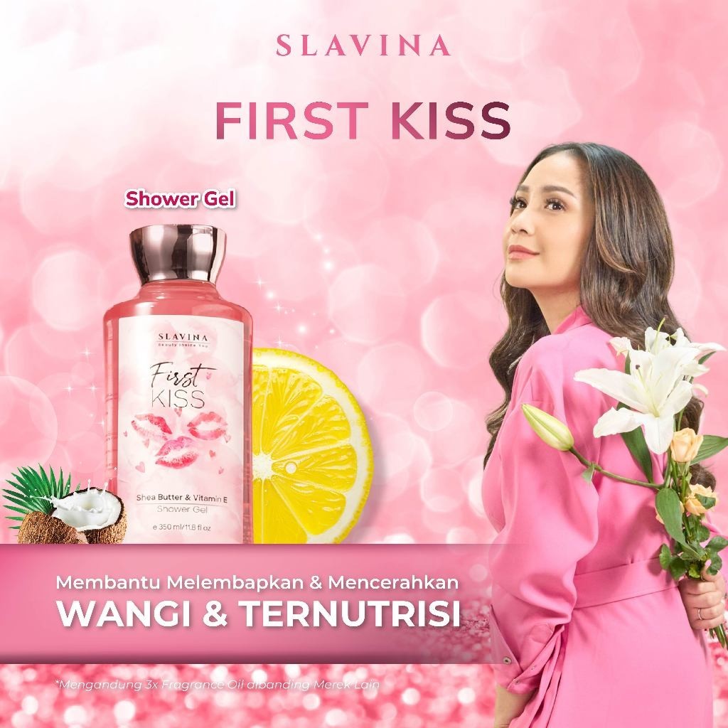 SLAVINA Sabun Mandi Cair First Kiss Wangi Harum Nagita Slavina Mewah Elegan 350ml