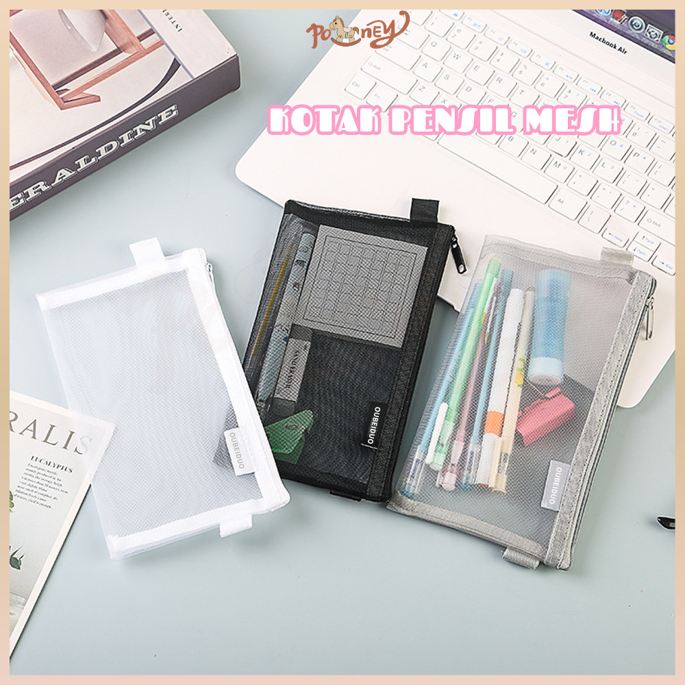 

Poney Large Capacity Tempat Pensil Tempat Pensil Simple Transparan Student Stationery Storage Bag