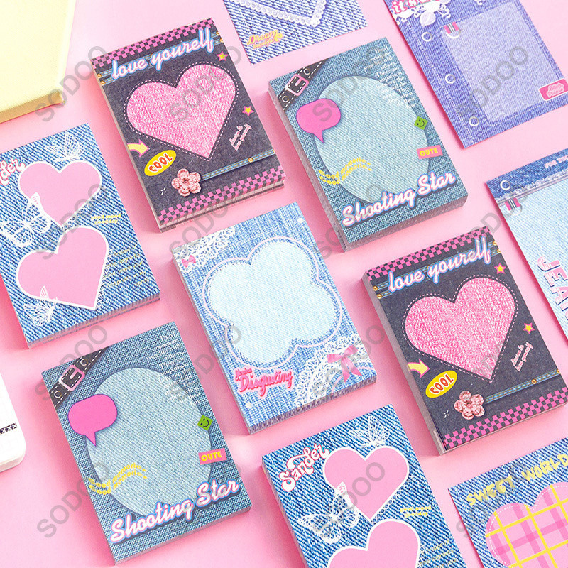 

Buku Memo Gaya Ins Buku Catatan Gaya Denim yang Dipersonalisasi Kertas Catatan Kertas Bahan Kolase DIY - SO