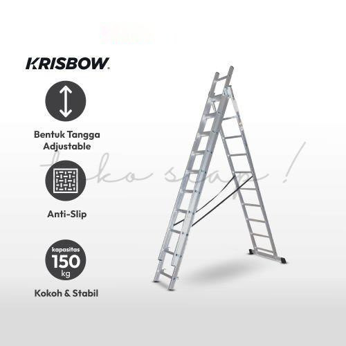 Tokosiap - Krisbow Tangga Lipat Aluminium Kombinasi 10 Step