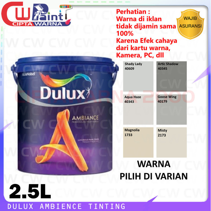 Dulux Ambience Tinting Cat Tembok Interior Grey Abu Cokelat Brown 2.5 Liter - CWK