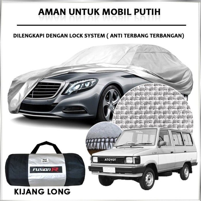 Cover Mobil PUTIH / Sarung Mobil KIJANG LONG merk FUSION R Waterproof