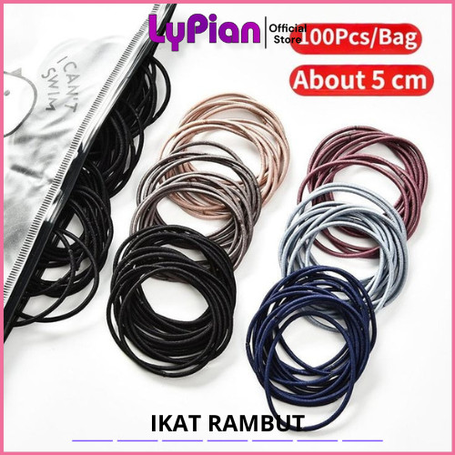 Ikat Rambut Isi 100 Plus Zipper Bag Ikat Rambut isi 100 ikat rambut warna warni MURAH