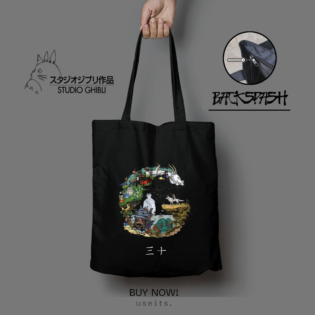 Totebag ANIME Studio Ghibli Totoro Kiki - Totebag Tas Wanita Anime Studio Ghibli THD