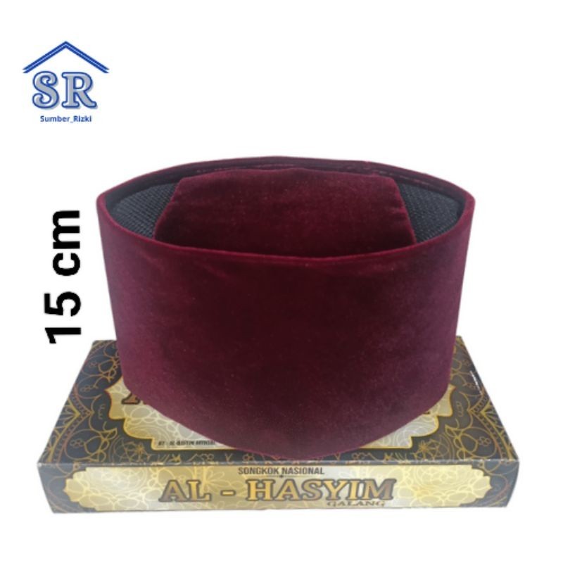 Peci Songkok Hitam/Merah Maroon Ac Tinggi 15 cm Kopyah Bludru Berkuwalitas