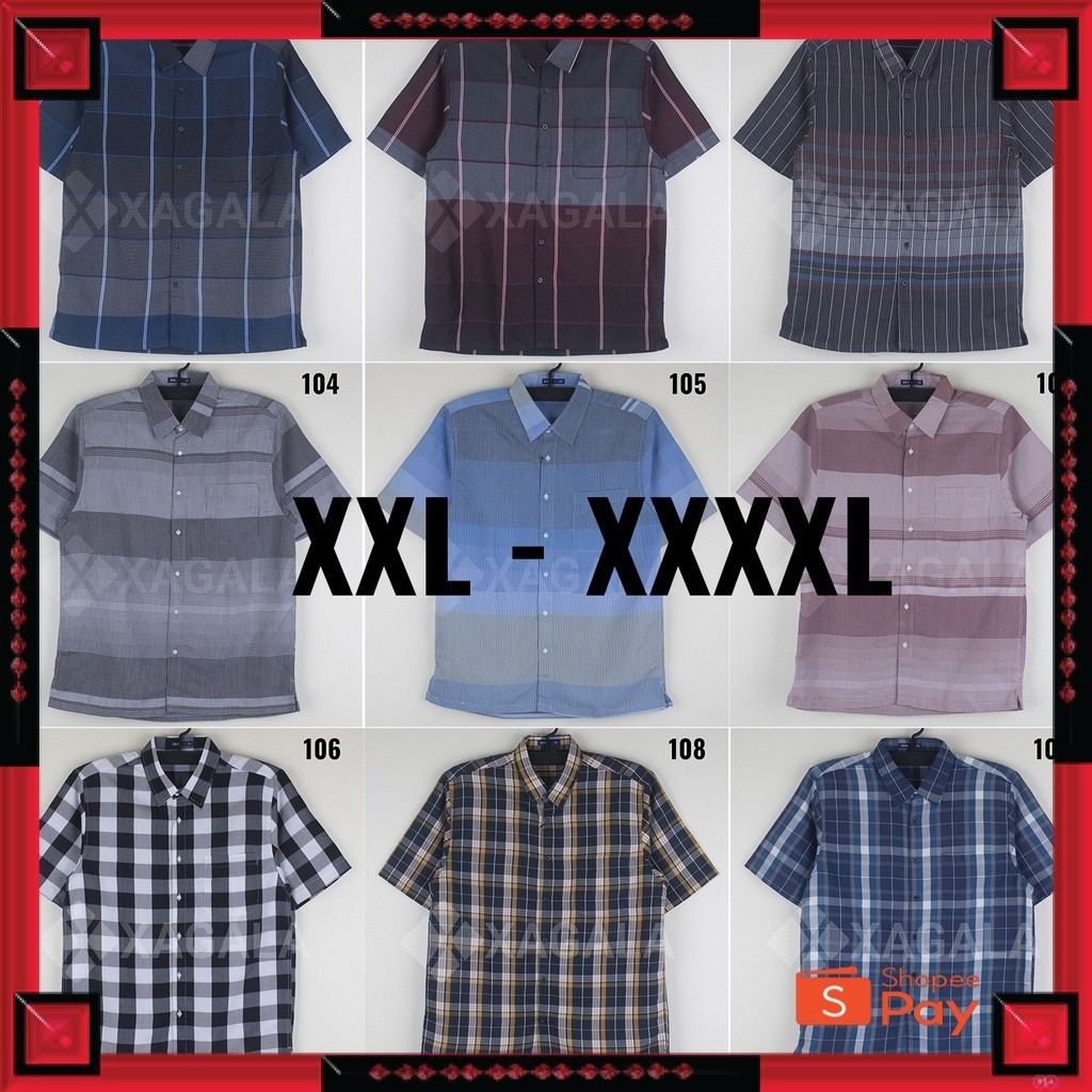 [PREMIUM ORIGINAL] XXL-4XL KEMEJA PRIA LENGAN PENDEK EZIO BIG SIZE BESAR JUMBO