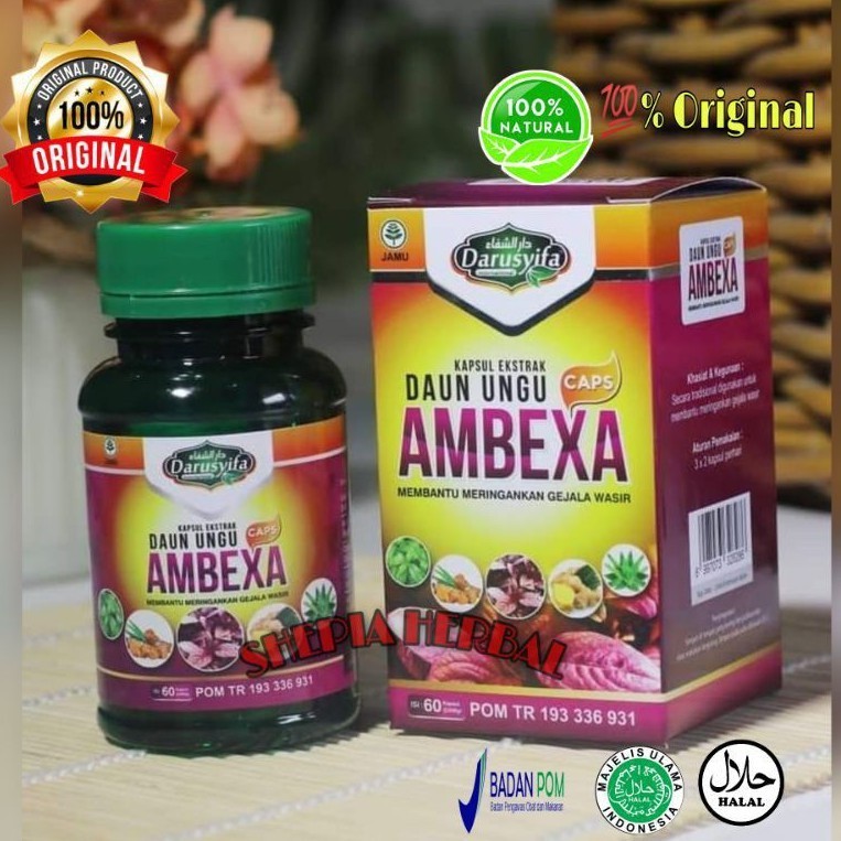 OBAT SUSAH BUANG AIR BESAR AMBEXA DAUN UNGU CAPS ASLI 100% ORIGINAL KAPSUL HERBAL OBAT WASIR SEMBELI