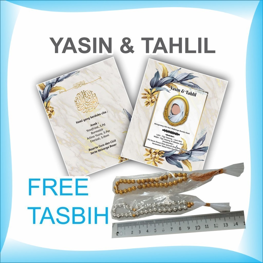 Yasin FREE TASBIH Buku Yasin dan Tahlil (Arab) Soft Cover Kekinian Free Cetak Foto 96 HAL