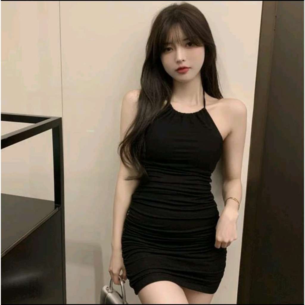Dress tali leher sexy wanita korean style - Dress dengan tali ikat di leher//BAJU WANITA MODEL BARU 