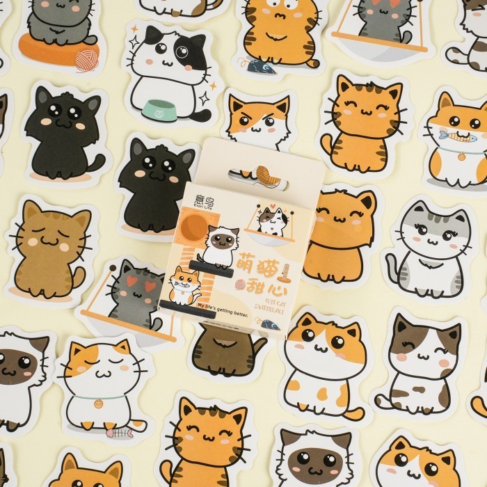 

Isi 46 Lembar Stiker CUTE CAT SWEETHEART Style Scrapbook Journal Stikers DIY