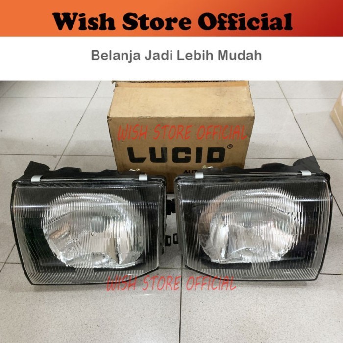 [SET] HEAD LAMP LAMPU BESAR DEPAN HEADLAMP Mitsubishi Pajero Lama 1992 1993 1994 DEPO Kiri + Kanan
