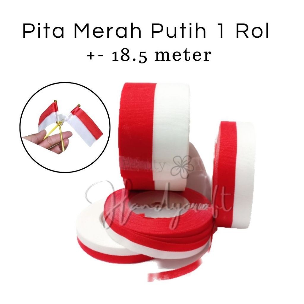 

Pita Merah Putih (1 ROL 18,5 meter) lebar 1,25cm Pita Bendera