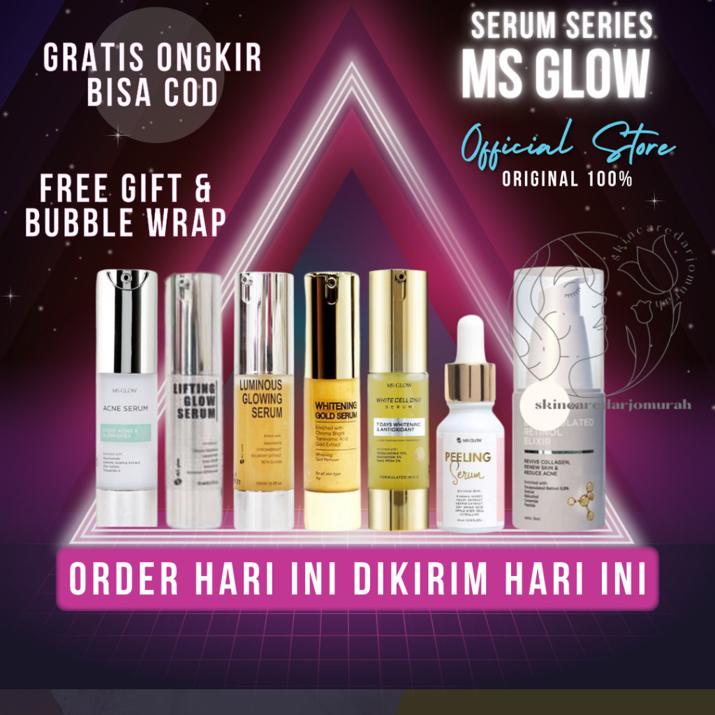 LIVE [BISA COD] serum ms glow white cell dna / acne / lifting / luminous / whitening gold / peeling 