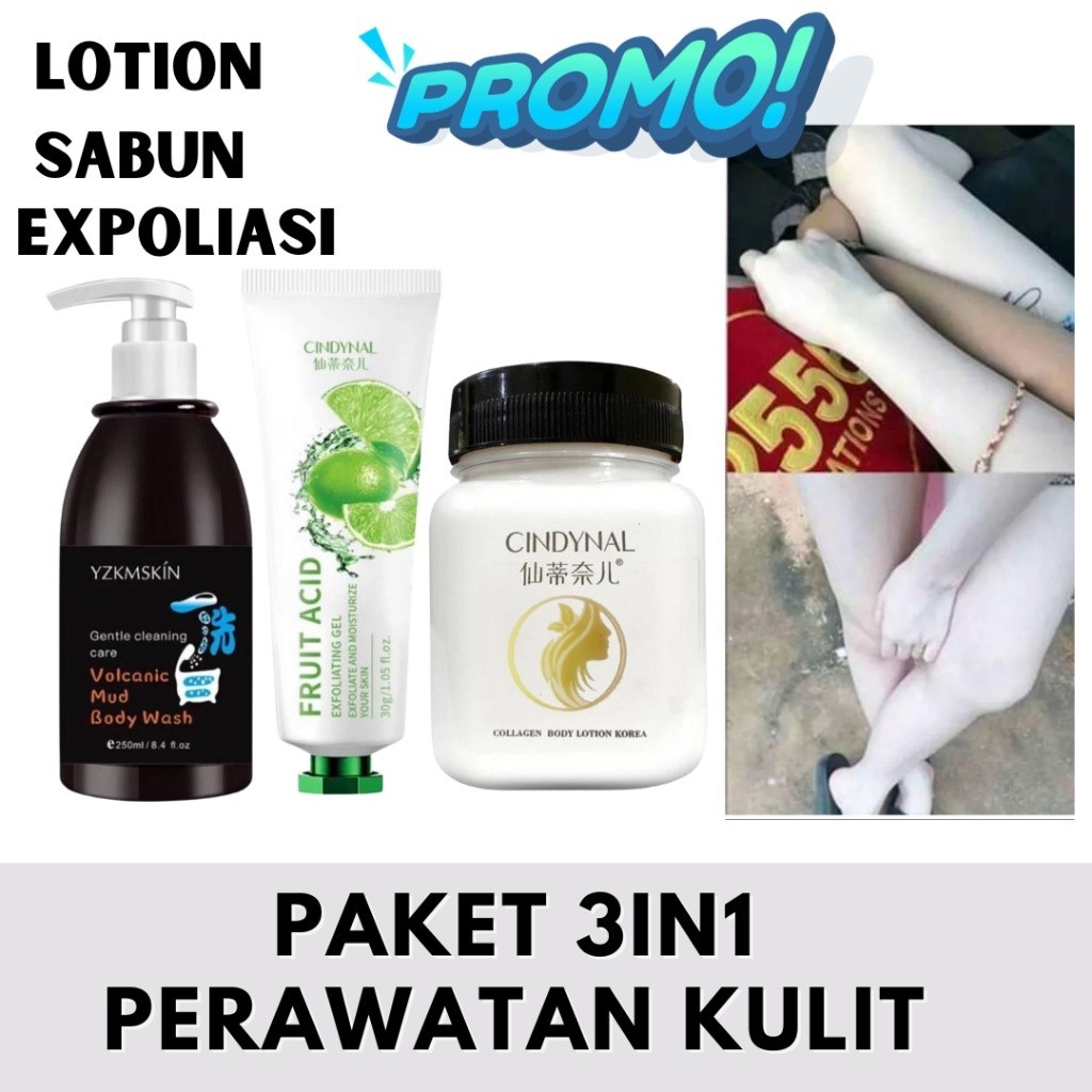 PAKET LENGKAP Perawatan Kulit NEW BRIGHTENING BOOSTER 3in1 Get Sabun Vulkanik Body Lotion Exfoliasi 