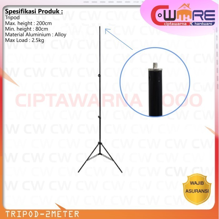 TRENDY Paket Tripod 200cm + Lampu Ring Light LED 33cm 13" Selfie Tiktok Vlog - TRIPOD SAJA