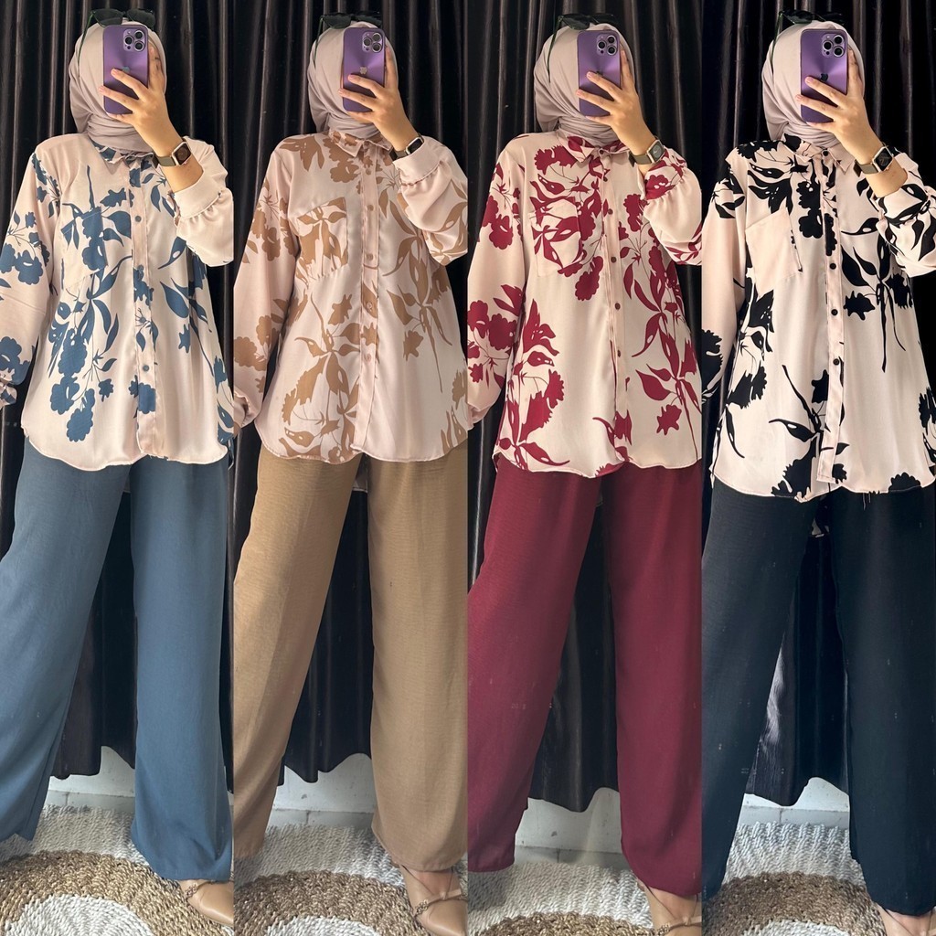 RATI - Munna Set  Blouse /Dayli One Set Crincle Airflow Premium / Setelan Wanita Blouse Jumbo Celana