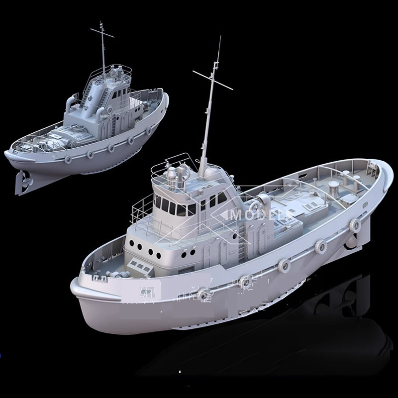 RC Boat 1/35 Tugboat BOGDAN H300 Tugboat Model Assembly Kit ABS Basswood Ship Model Toys