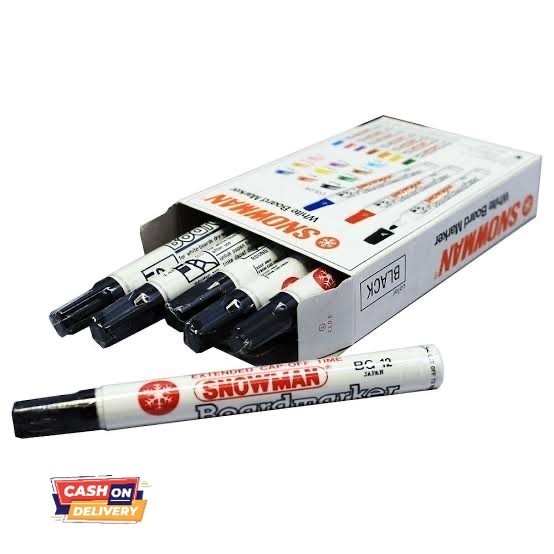 

✨LARIS✨ -Spidol Papan Tulis Snowman/ Whiteboard Marker BG 12/ LUSIN - Hitam