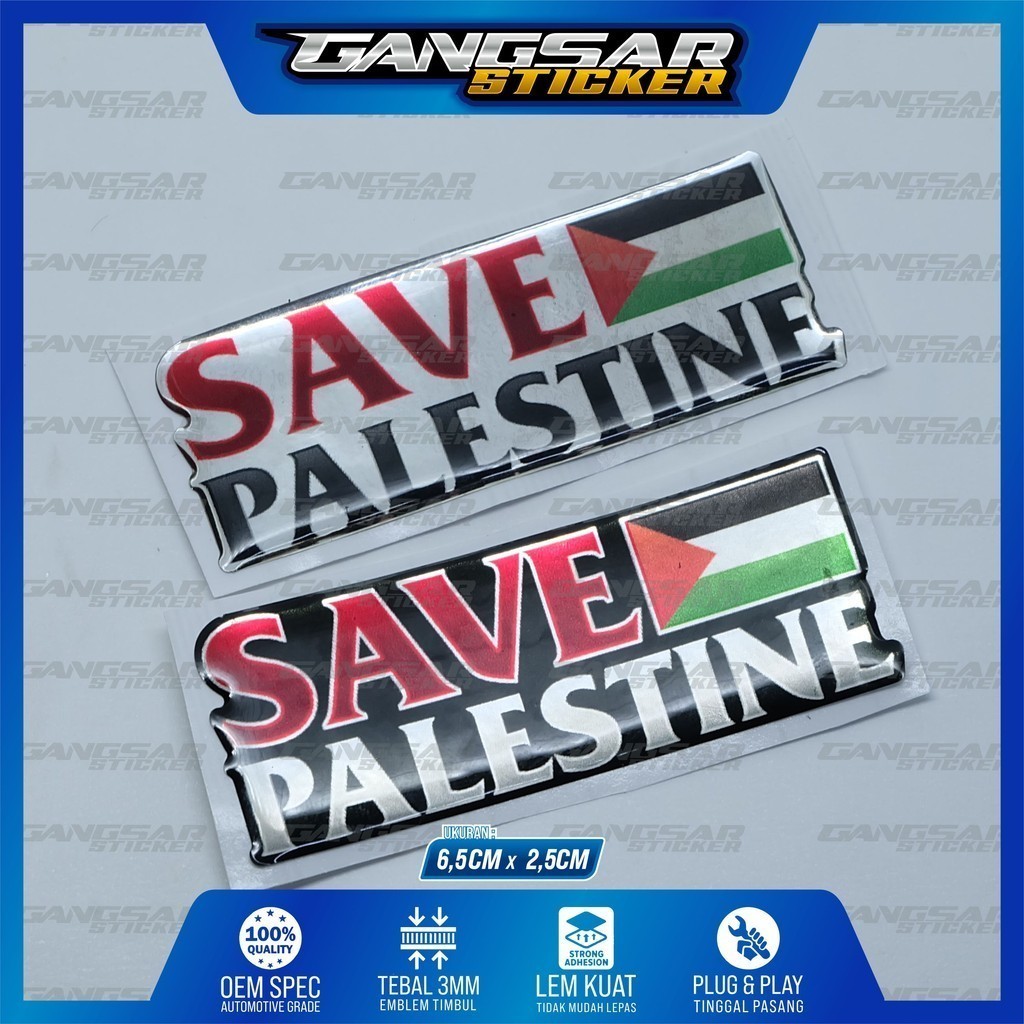Stiker timbul save palestina / emblem save palestine / stiker 3d save palestine