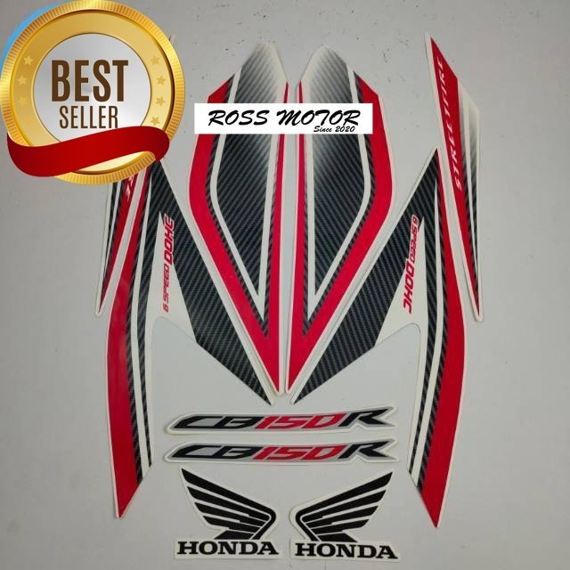 Striping stiker polet motor honda cb150r cb 150 r 2016 putih stiker motor list body standar    Stick