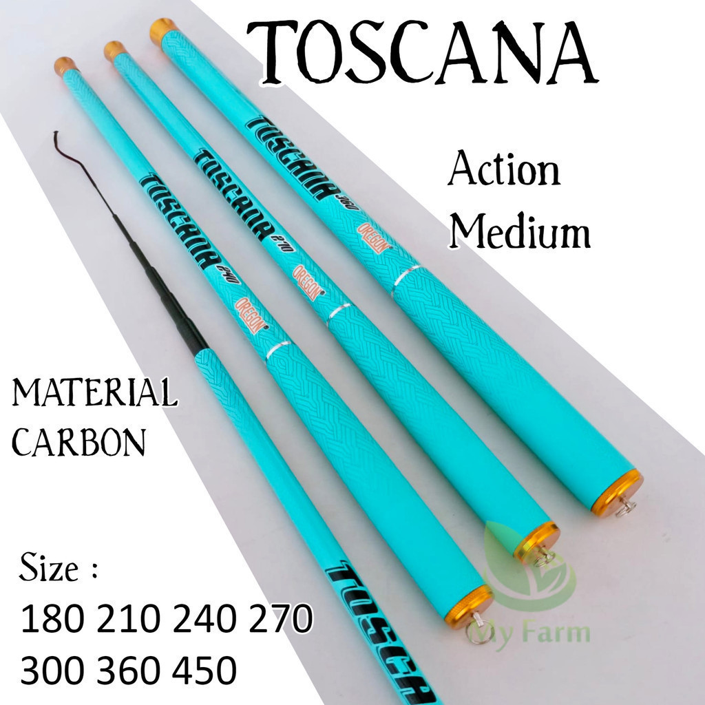 Oregon Toscana 180 210 240 270 360 450 Joran Tegek Ruas Pendek Bahan Carbon Action Medium Tongkat Pa