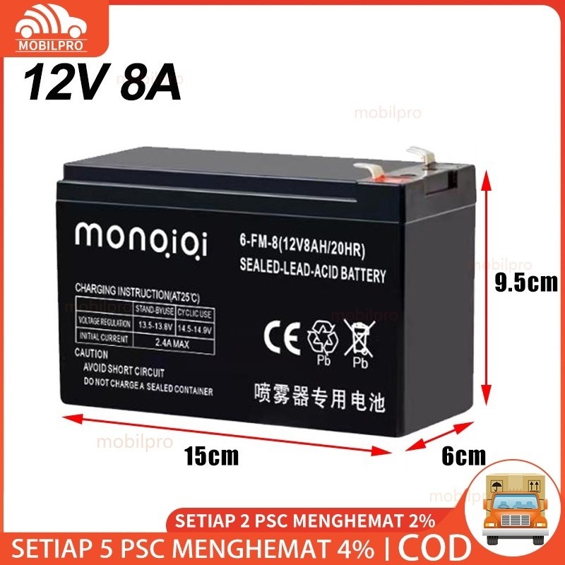 Aki Kering Original 12V 8AH /Aki Solar Panel 12V 12 AH Baterai Aki Kering Sprayer Elektrik aki tangk
