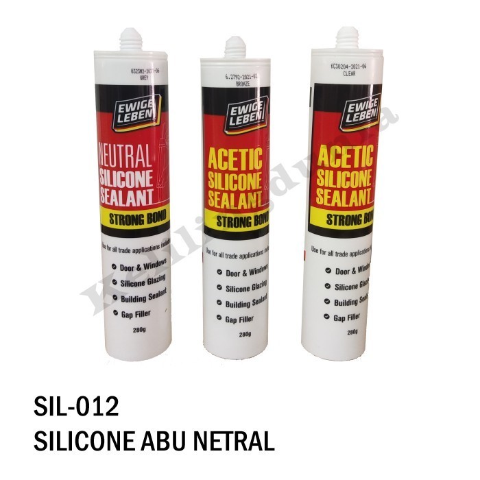 Lem Kaca Sealent NETRAL 280 GRAM Silikon Silicone Glass EWIGE LEBEN