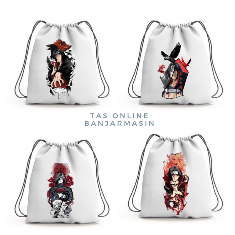 Tas Online Banjarmasin ITACHI - Tas Ransel Serut Pria dan Wanita Bahan Blacu Grade A