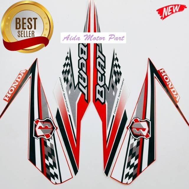 Striping Stiker Polet List motor honda beat fi esp 2018 2019 merah putih stiker list motor standar m