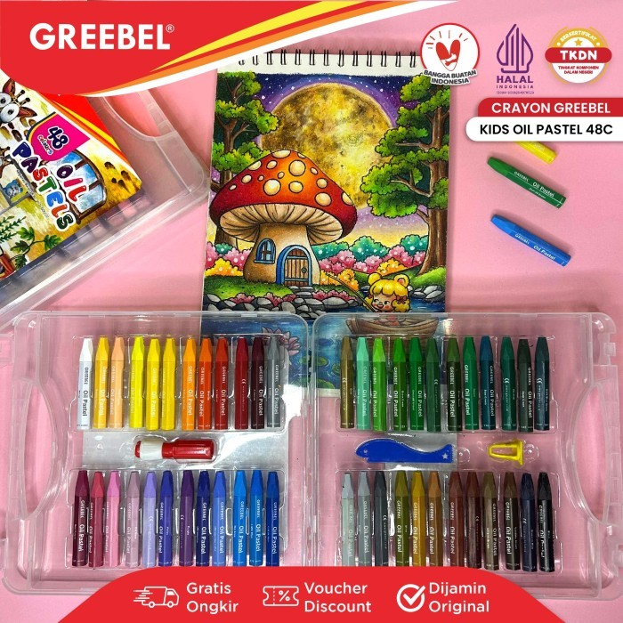 

GREEBEL Crayon Krayon Kids 48 Warna / Kids Oil Pastel 48 (KOP48) Crayon Set Mewarnai Professional