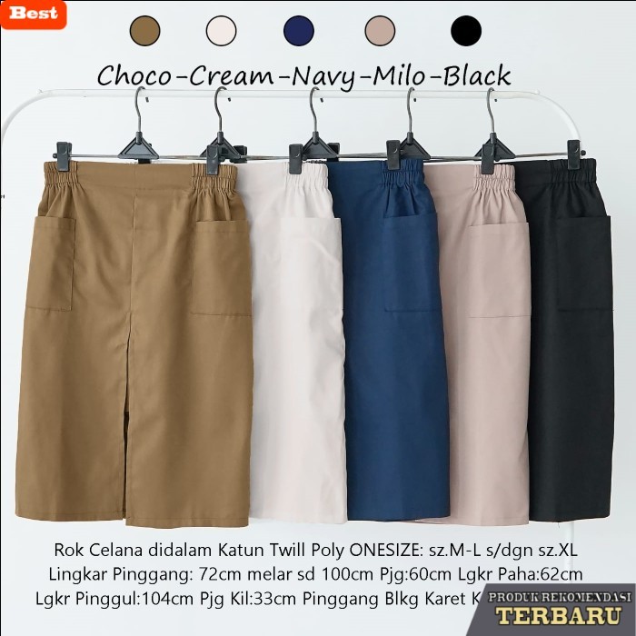 rok wanita kekinian Rok Celana didalamnya Skirt Wanita Korea Style Span Remaja Kekinian - Cream