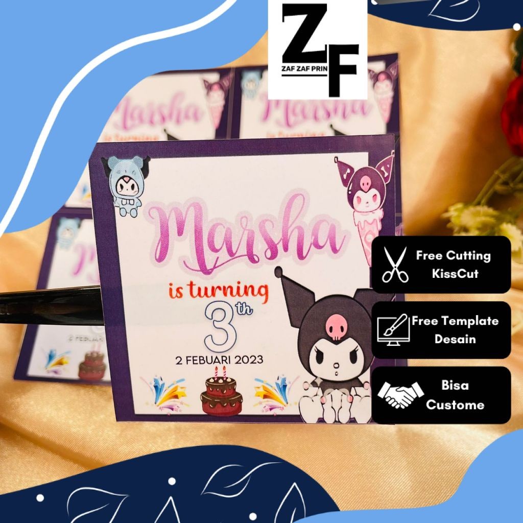 

ZAF 2-4 Stiker Ultah Anak Ulang Tahun Label Bentuk Kotak Sticker Ulang Taun Uk.Kecil