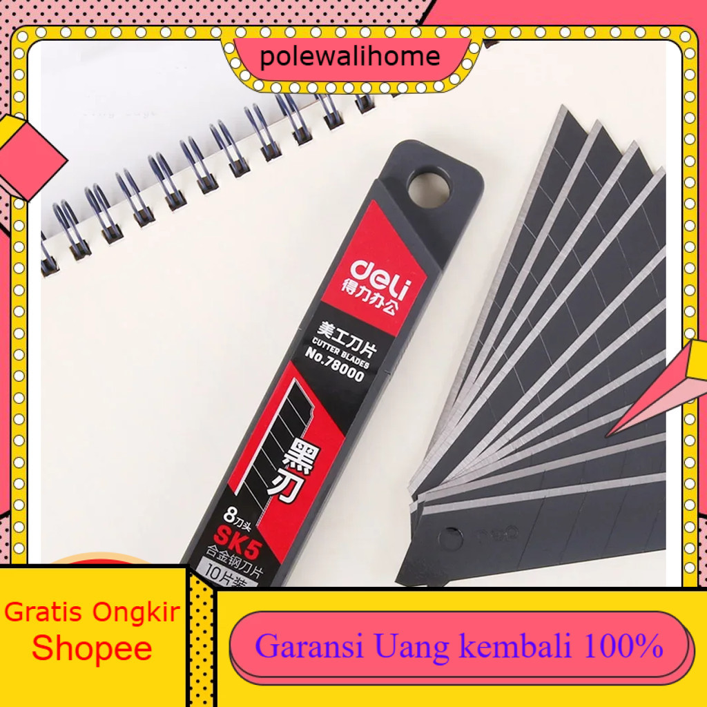 

Deli Mata Pisau Cutter Knife Blade Alloy Steel SK5 18mm 10 PCS - 78000