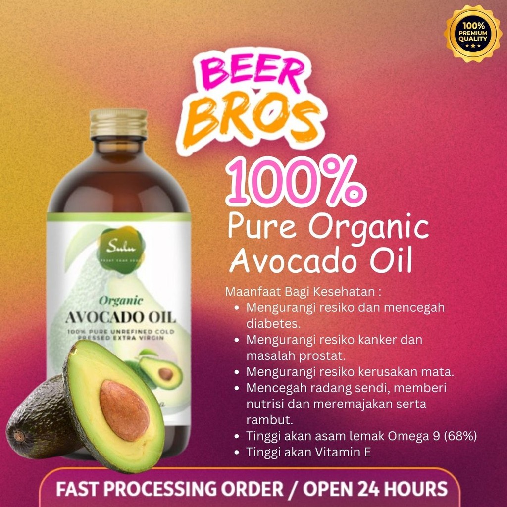 

100% Pure - Unrefined Organic Extra Virgin Avocado Oil First Pressed - Cold Pressed
