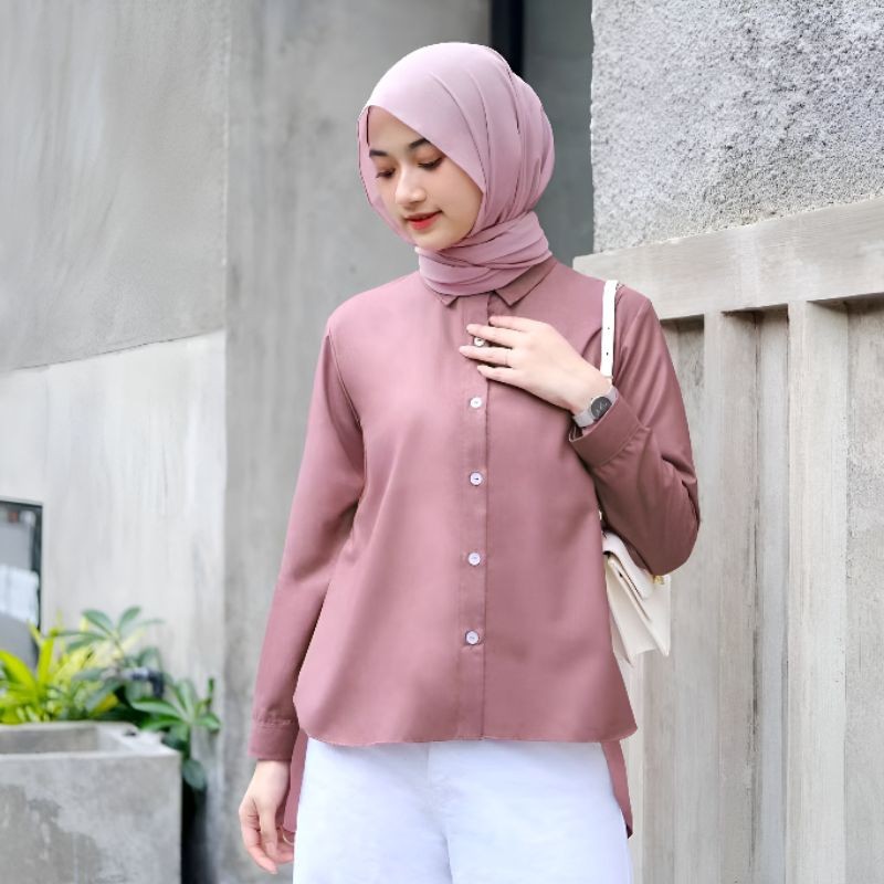 Lea shirt kemeja basic wanita/Kemeja wanita katun Premium