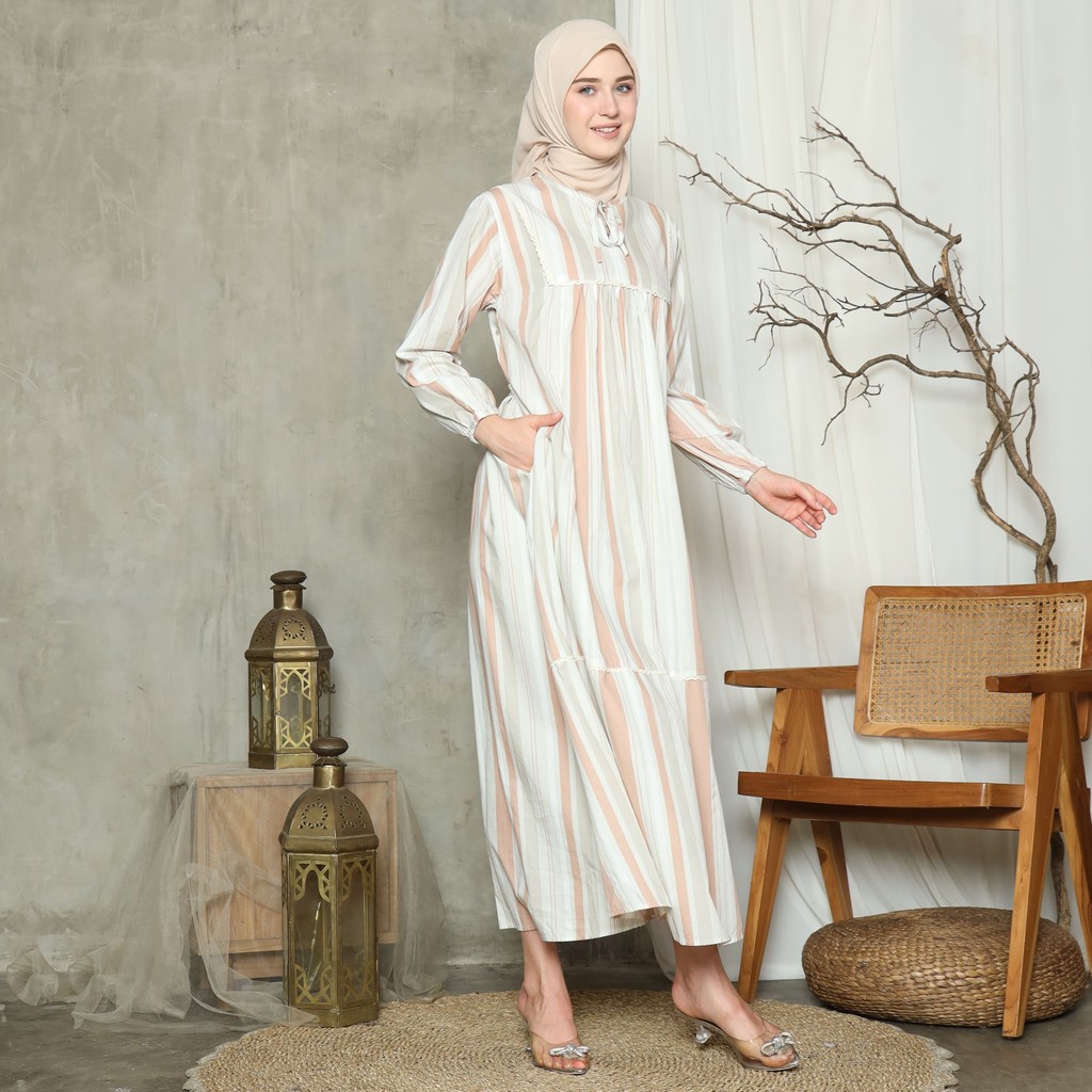 RILLEY - Gamis Nabila | Dress Panjang Muslim Wanita | Gamis Wanita Terbaru Bahan Poplin