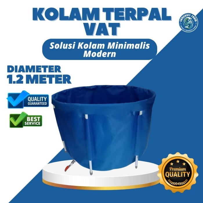 Kolam Vat Terpal Koi Portable dengan Rangka Pipa Diameter 1,2 meter Tinggi 50 cm– Solusi Kolam Minim
