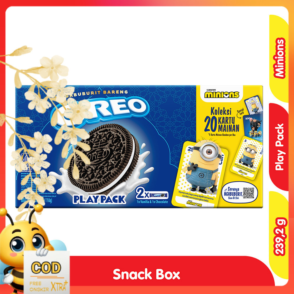 

Oreo Play Pack Minions Biskuit Krim Vanila & Cokelat Box 239.2 g