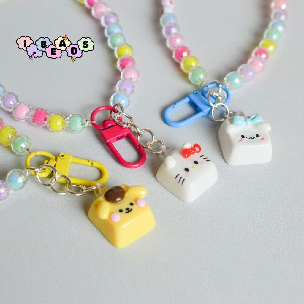 Beads Strap Gantungan Sanrio Square (KD) Gantungan HP bracelet gelang / Lanyard HP estetik / Phone S